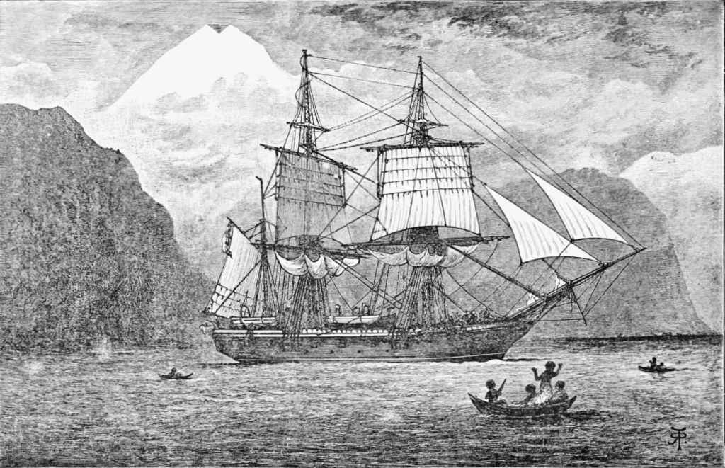 The HMS Beagle in the Straits of Magellan